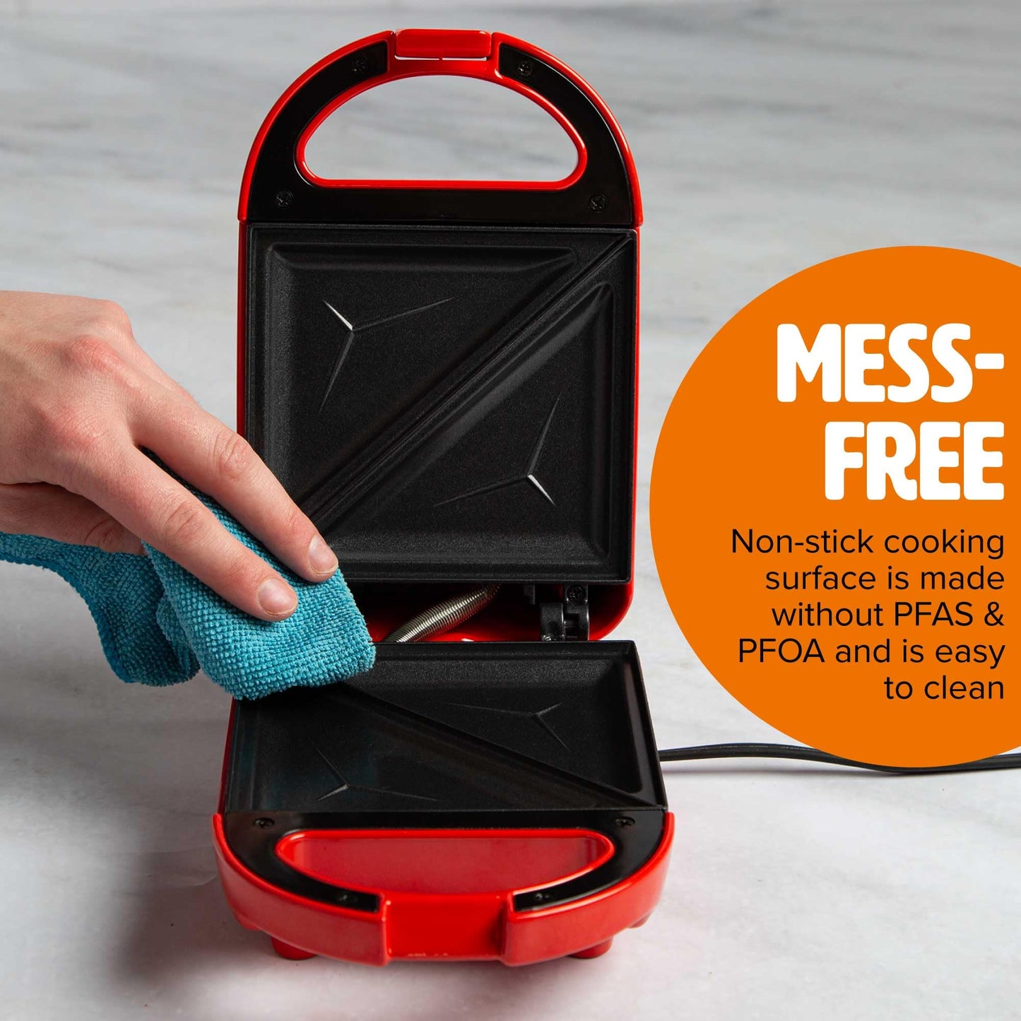 Tasty Mini Sandwich Maker, Makes Sandwiches, Paninis, Grilled Cheese, Desserts, Quick Results, Easy Cleanup, 600W, Aqua