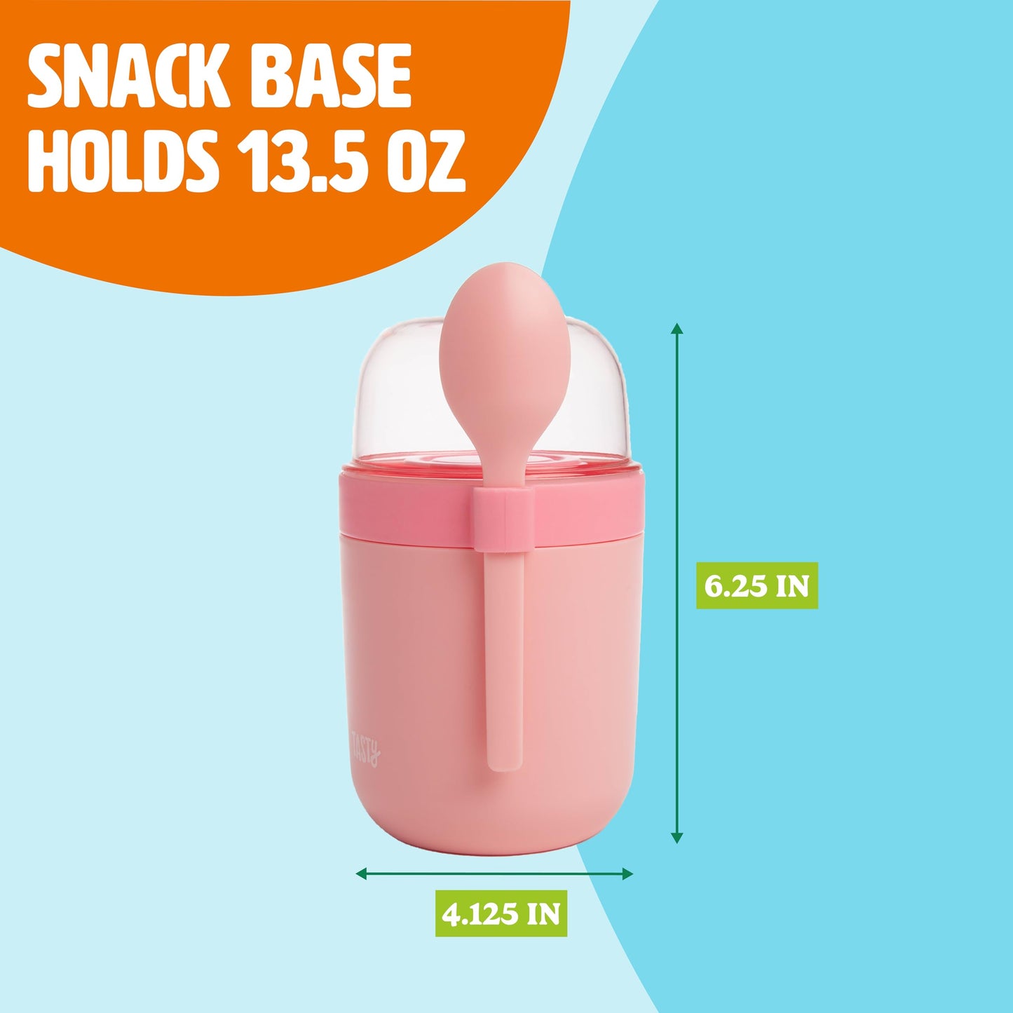 Tasty Travel Snack Cups with Spoons, On-The-Go Snacking, Divided Compartments, Great for Nuts, Cereal, Granola, Yogurt and More, Made Without BPA, 2-Pack, Aqua