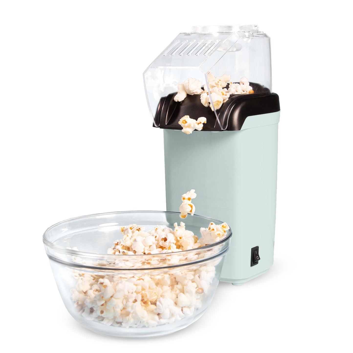 Tasty Hot Air Popcorn Popper, Healthy and Delicious Popcorn in Minutes, Fast and Easy-to-Use, Built-In Measuring Cup and Butter Warmer, 8 Cups, White