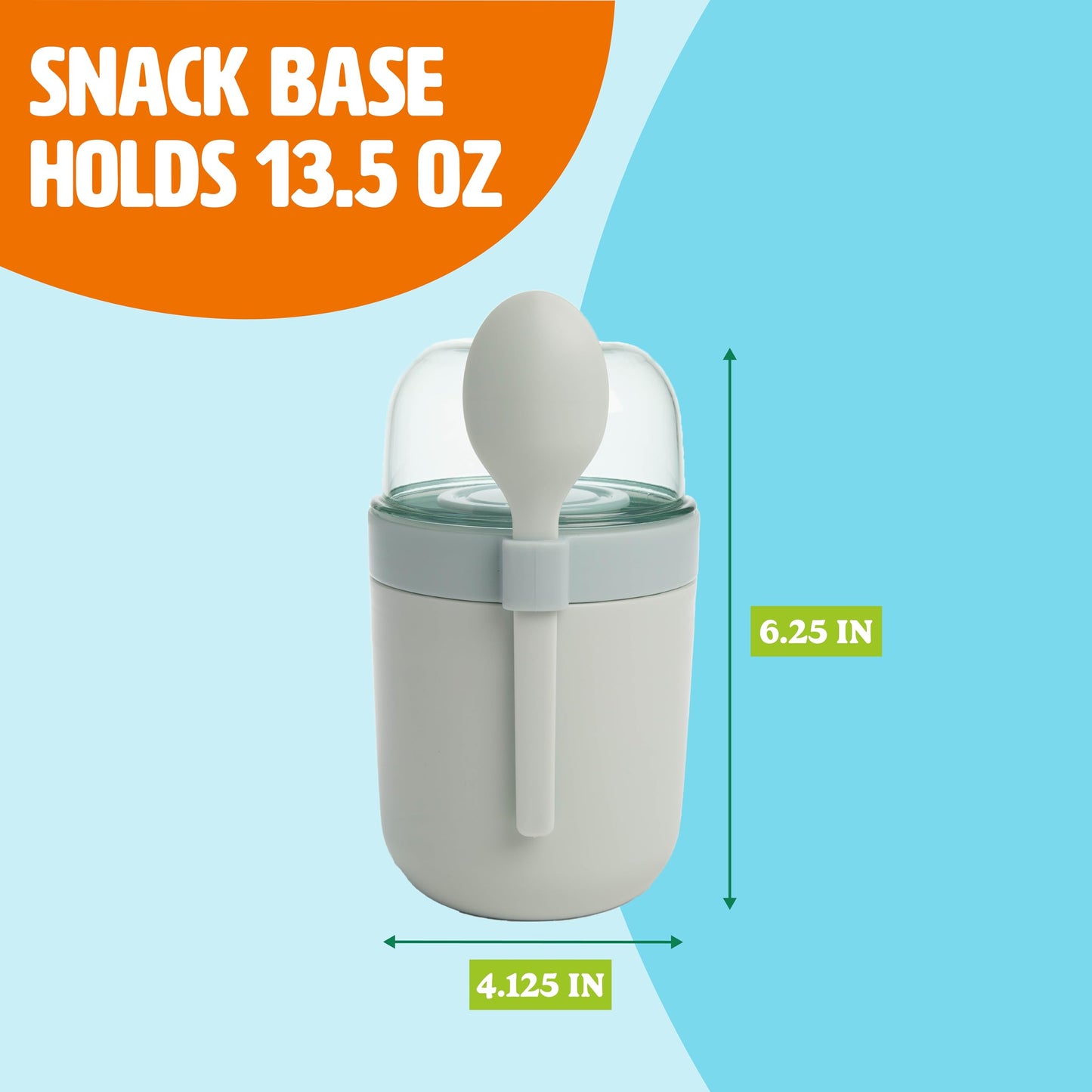 Tasty Travel Snack Cups with Spoons, On-The-Go Snacking, Divided Compartments, Great for Nuts, Cereal, Granola, Yogurt and More, Made Without BPA, 2-Pack, Aqua