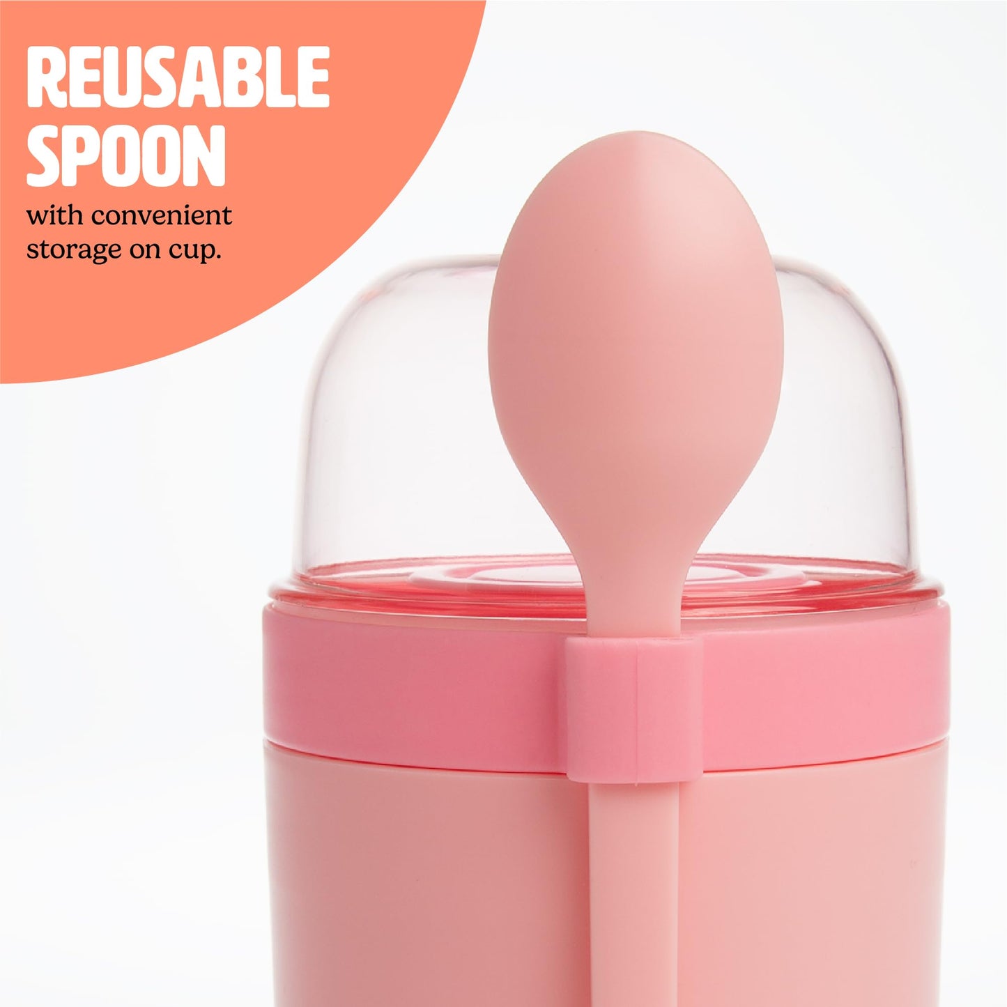 Tasty Travel Snack Cups with Spoons, On-The-Go Snacking, Divided Compartments, Great for Nuts, Cereal, Granola, Yogurt and More, Made Without BPA, 2-Pack, Aqua