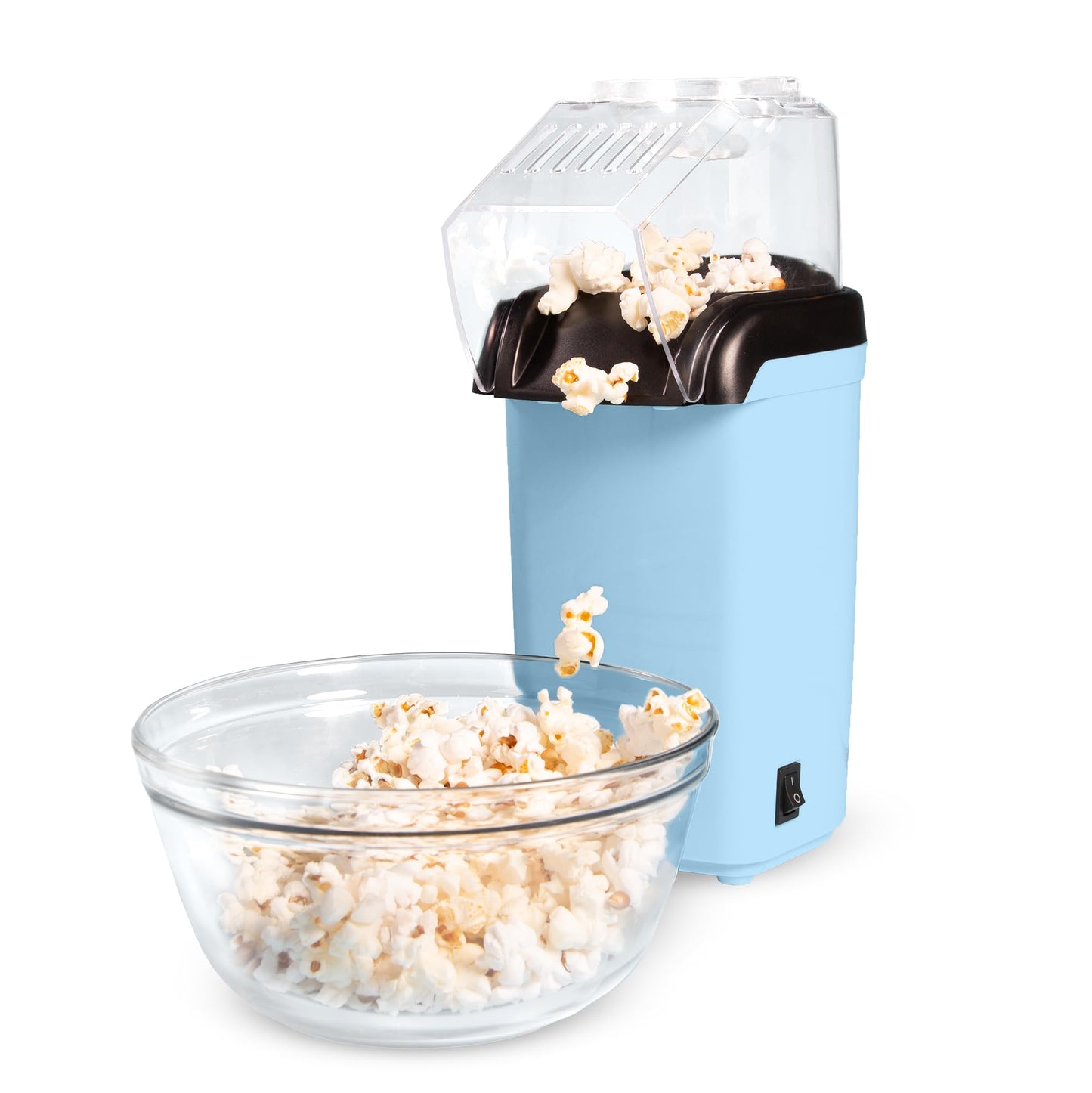 Tasty Hot Air Popcorn Popper, Healthy and Delicious Popcorn in Minutes, Fast and Easy-to-Use, Built-In Measuring Cup and Butter Warmer, 8 Cups, White