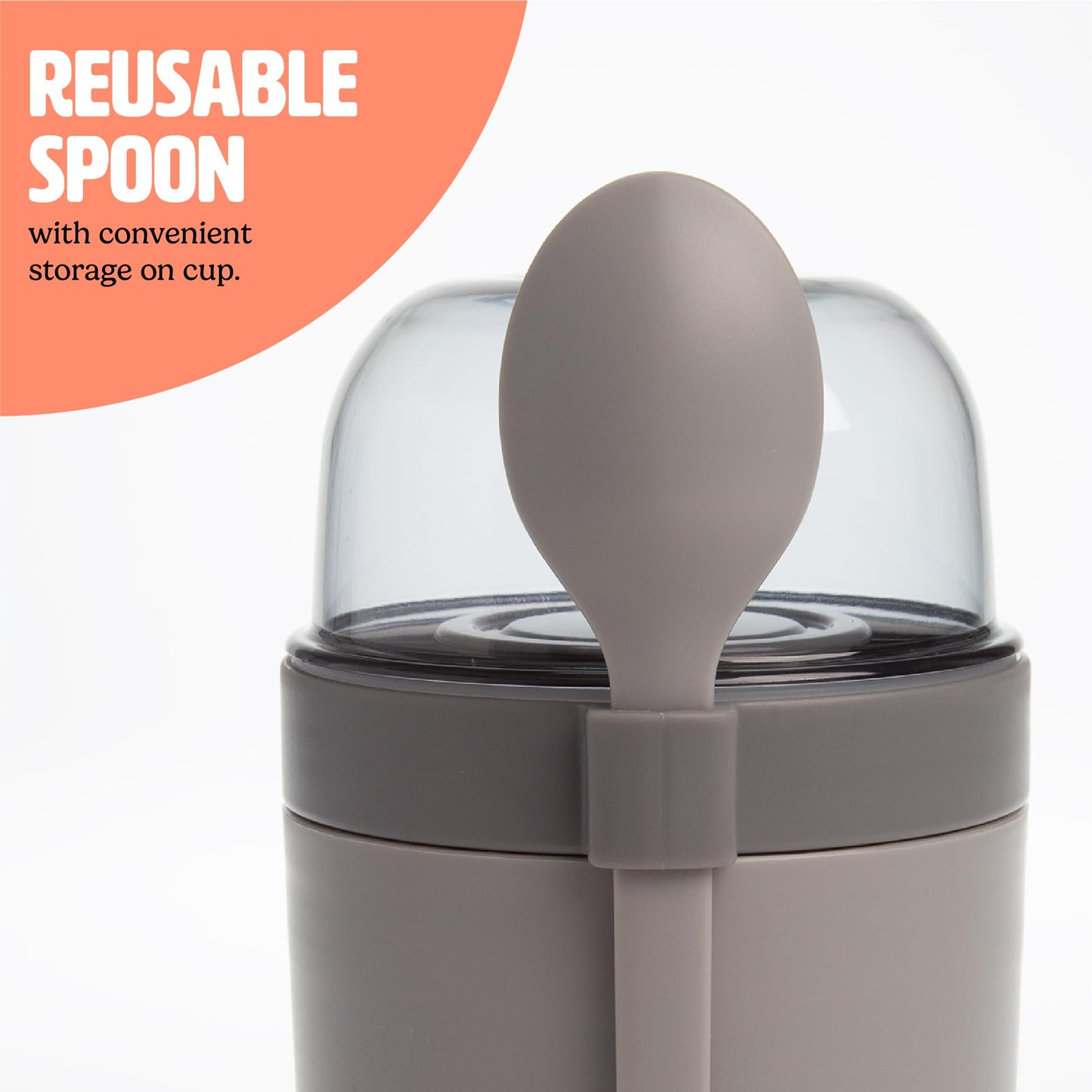 Tasty Travel Snack Cups with Spoons, On-The-Go Snacking, Divided Compartments, Great for Nuts, Cereal, Granola, Yogurt and More, Made Without BPA, 2-Pack, Aqua