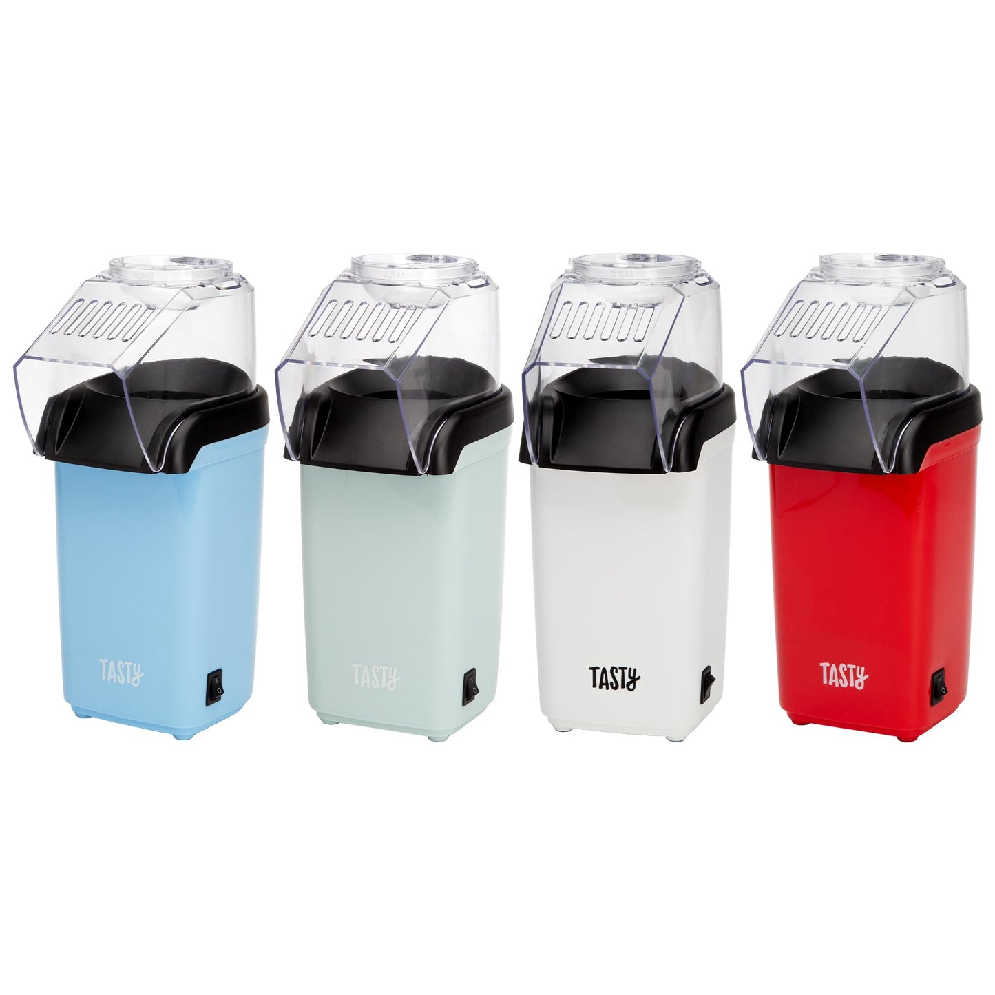 Tasty Hot Air Popcorn Popper, Healthy and Delicious Popcorn in Minutes, Fast and Easy-to-Use, Built-In Measuring Cup and Butter Warmer, 8 Cups, White